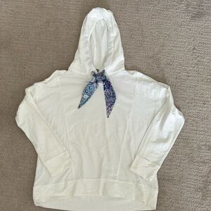 Talbots Hooded Sweatshirt Drop Shoulder - white - L